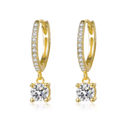 Aretes Huggies tipo Argolla de plata 925 con circonias cúbicas - Aurora Boré