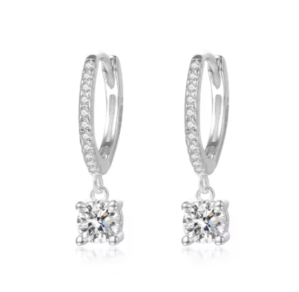 Aretes Huggies tipo Argolla de plata 925 con circonias cúbicas - Aurora Boré