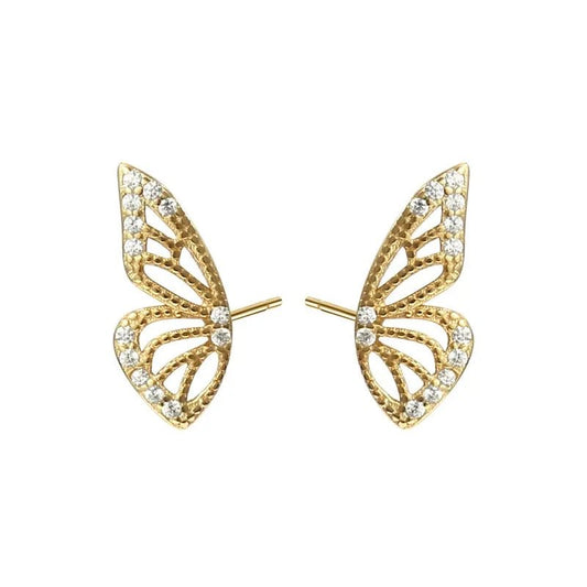Aretes Mariposa hechos en 925 de plata con baño de oro 18K - Aurora Boré