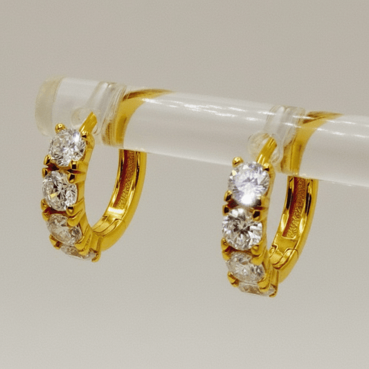 Aretes "Órbita Dorada" – Plata 925 con Zirconia con baño de oro 18K