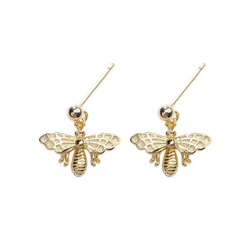 Aretes de Abeja, Plata 925 con Baño de Oro 18K - Aurora Boré