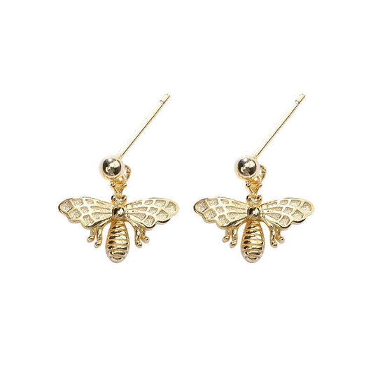 Aretes de Abeja, Plata 925 con Baño de Oro 18K - Aurora Boré