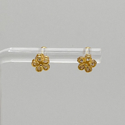 Aretes Plata 925 en forma de flor, con tope de bolita - Aurora Boré