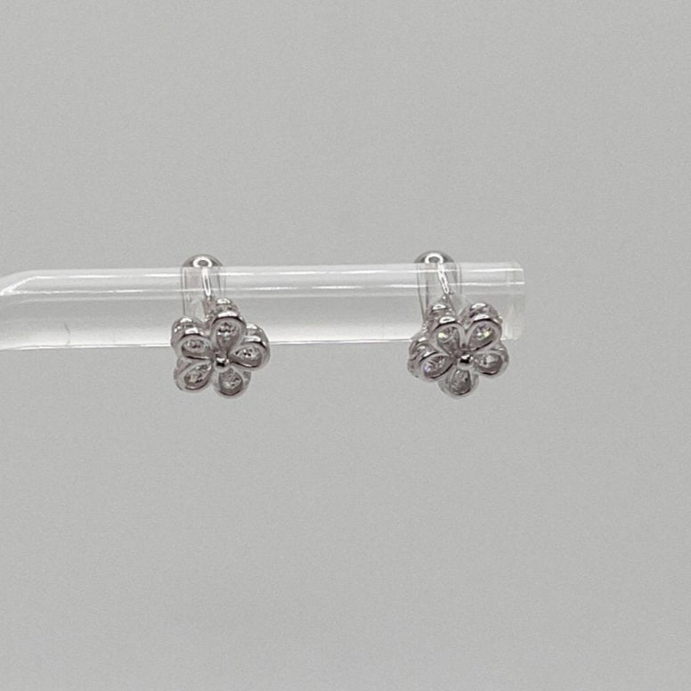 Aretes Plata 925 en forma de flor, con tope de bolita - Aurora Boré