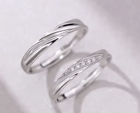 Argollas Clásicas, para parejas, en Plata 925 con baño de rodio