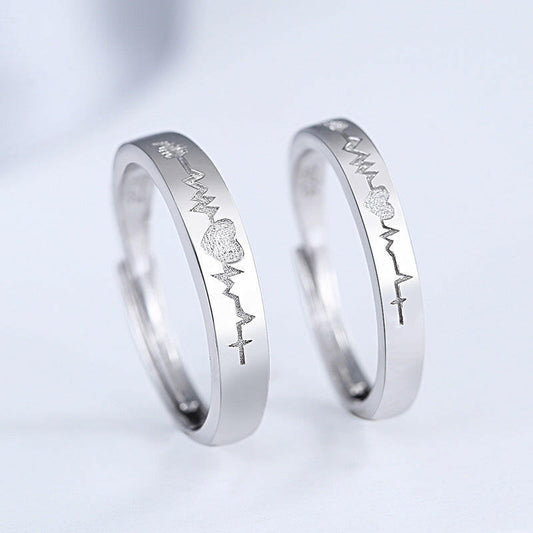 Argollas de Pareja en forma de latidos corazón de plata de ley 925 - Aurora Boré