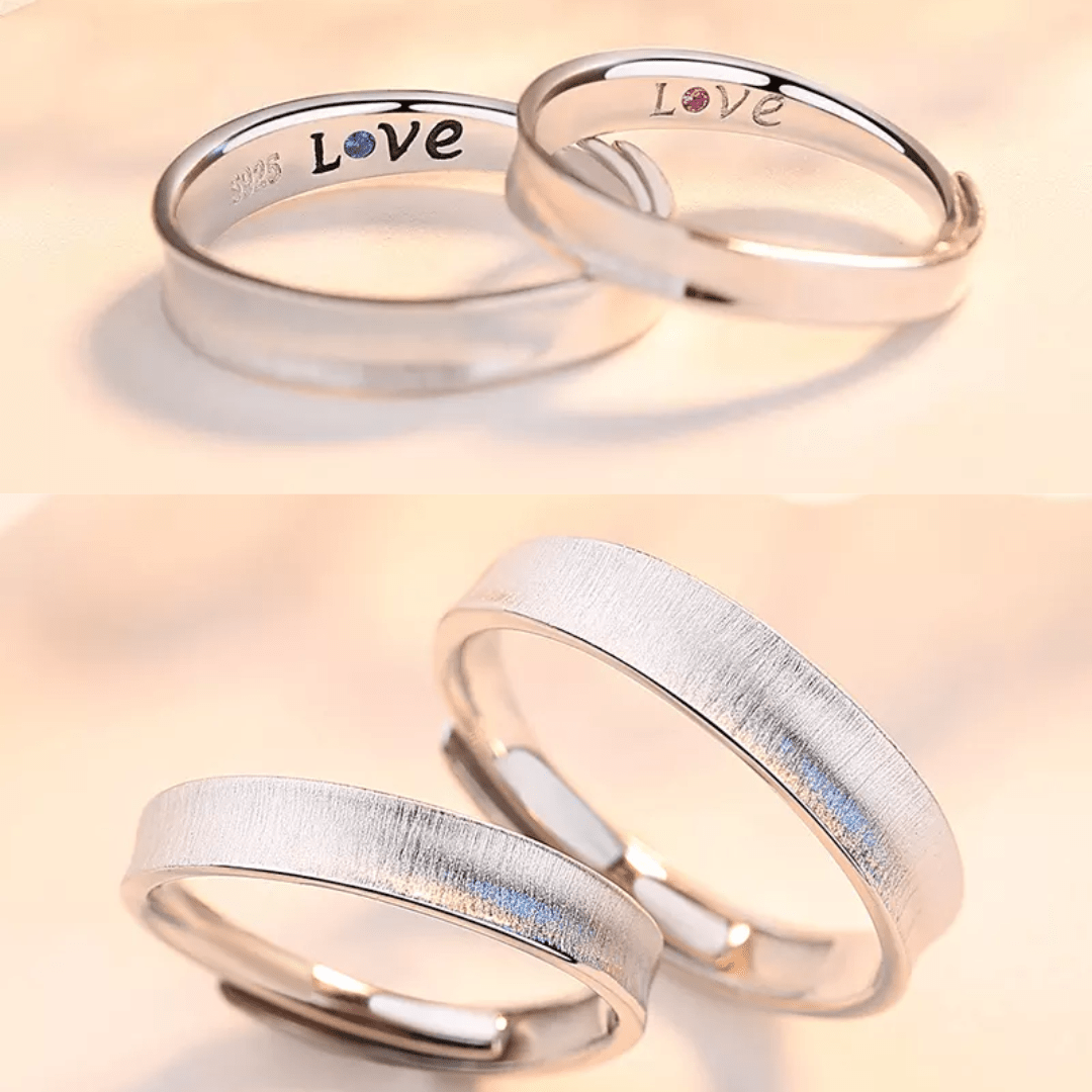 Argollas para Pareja, Estilo Liso, Material Plata 925 grabado por dentro la palabra "Love" - Aurora Boré