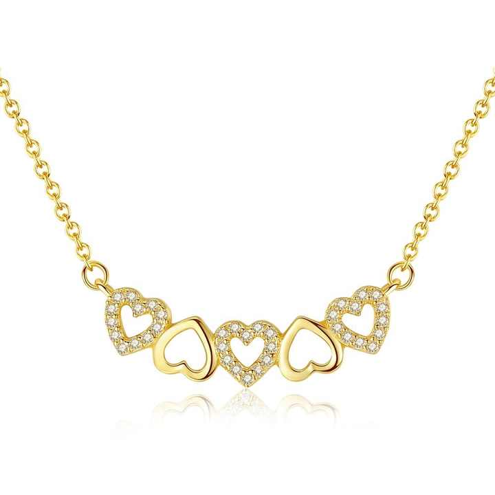 Cadena Corazones en Plata 925 con Baño de Oro 18K