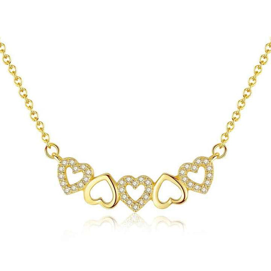 Cadena Corazones en Plata 925 con Baño de Oro 18K - Aurora Boré