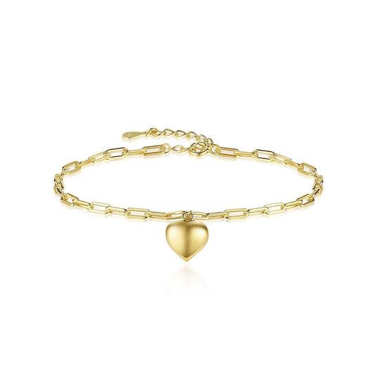 Pulsera de eslabones cubanos con corazón en Plata 925 con baño de Oro - Aurora Boré