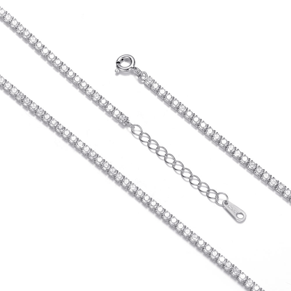 Cadena Tenis Unisex de Zirconias 2 mm – Plata 925 con Baño de Rodio (46 cm)