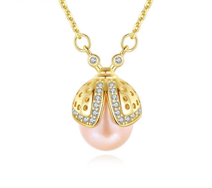 Colgante de diseño de mariquita con perla de agua dulce - Aurora Boré