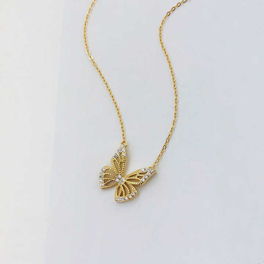 ✨ Collar “Alas de Libertad” – Plata 925 con Baño de Oro 18K y Zirconias