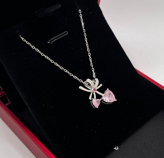 Collar Cereza en forma de Corazón, en plata 925 con baño de rodio - Aurora Boré