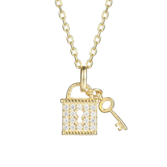 Collar con Candadito y Llave en Plata con Baño de Oro 18K - Aurora Boré