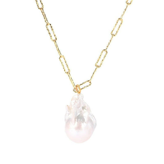 Collar con Perla Cultivada Barroca Plata 925 con Baño de Oro 18K - Aurora Boré