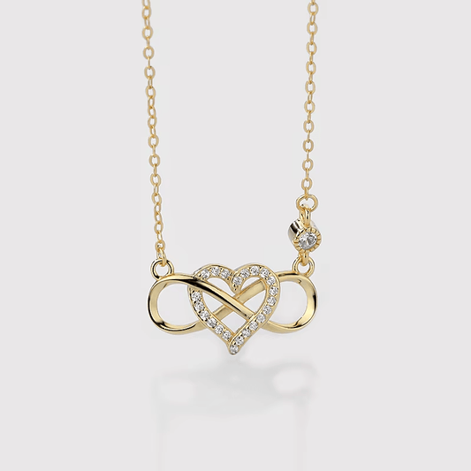 Collar Corazón Infinito en Plata 925 con Zirconias – Disponible en Rodio, Oro y Oro Rosa