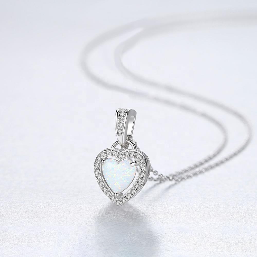 Collar de corazón de Opalo en forma de corazón en plata 925 - Aurora Boré