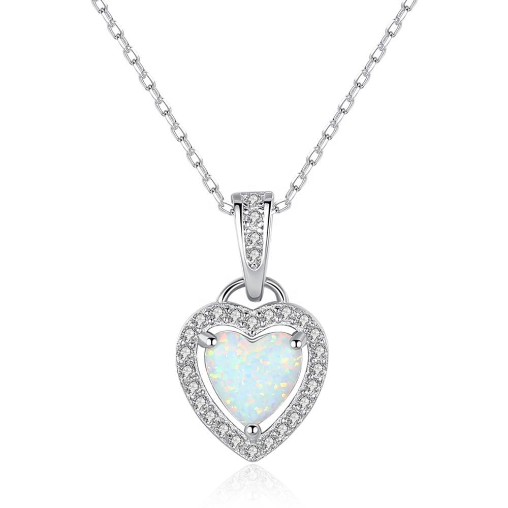 Collar de corazón de Opalo en forma de corazón en plata 925 - Aurora Boré