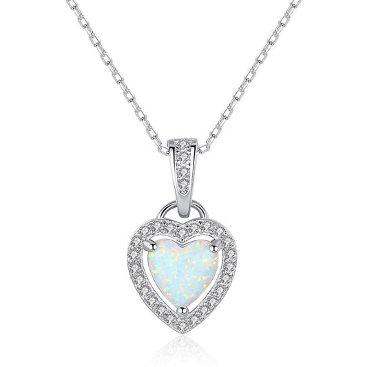 Collar de corazón de Opalo en forma de corazón en plata 925 - Aurora Boré