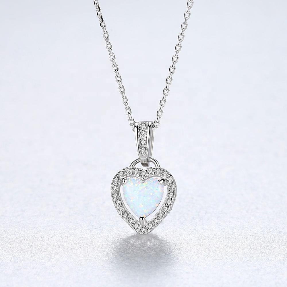 Collar de corazón de Opalo en forma de corazón en plata 925 - Aurora Boré