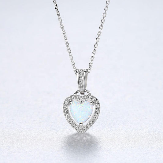 Collar de corazón de Opalo en forma de corazón en plata 925 - Aurora Boré