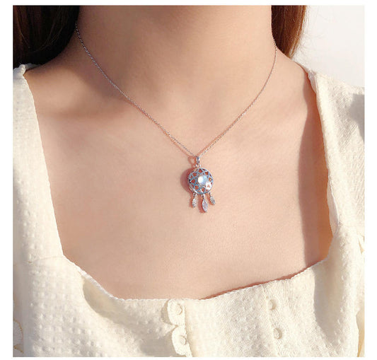 Collar atrapasueños en plata 925 con piedra moonstone - Aurora Boré