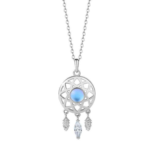 Collar atrapasueños en plata 925 con piedra moonstone - Aurora Boré