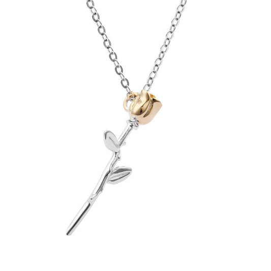 Collar de Rosa de Plata 925 con Baño Oro 18K - Aurora Boré