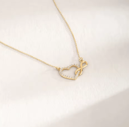 Collar Corazón & Infinito con Zirconias en Plata 925 – Baño de Oro - Aurora Boré