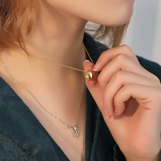 Collar Gota de Agua Plata 925 con Baño de Oro 18K - Aurora Boré