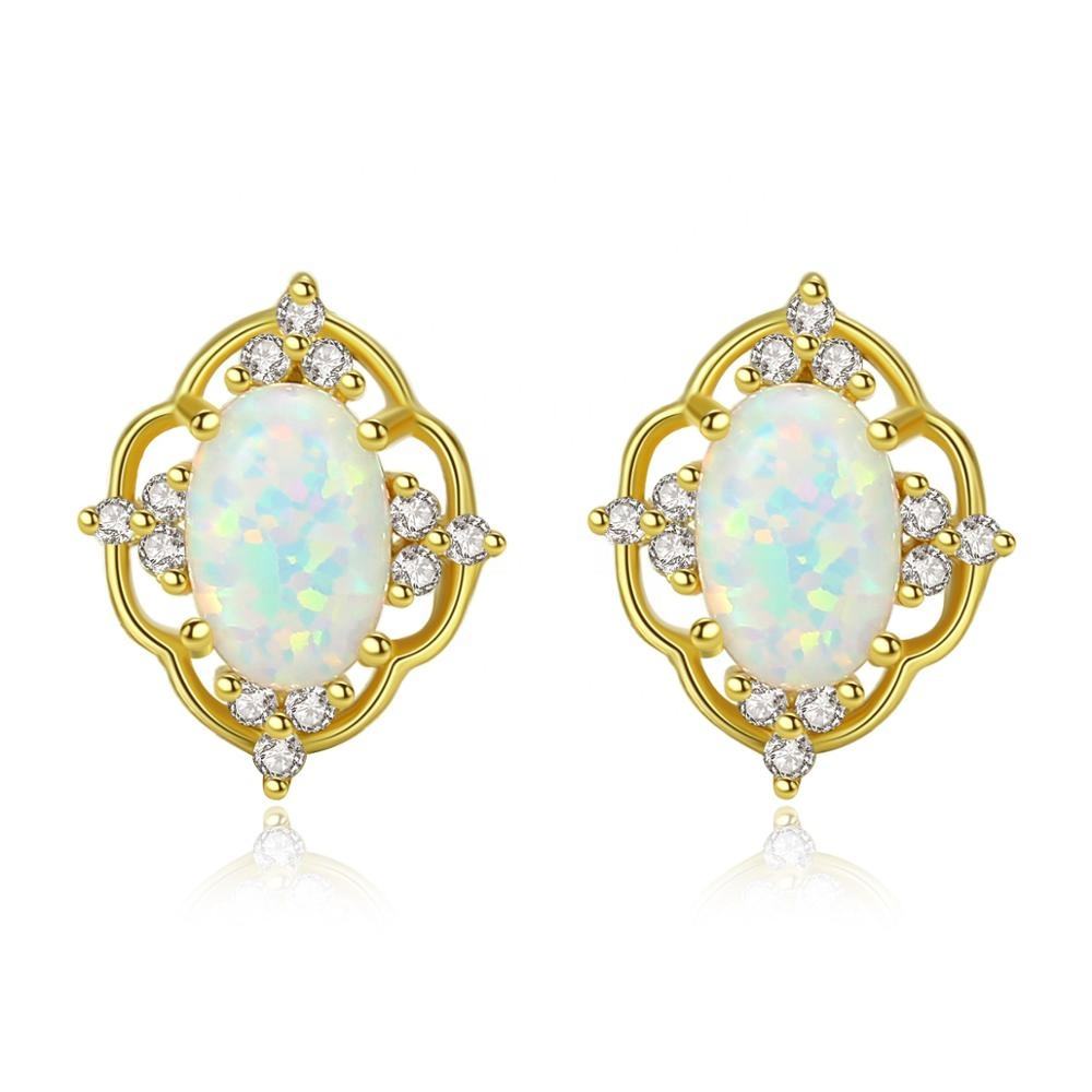 Conjunto de plata esterlina 925 con baño de oro con ópalo - Aurora Boré