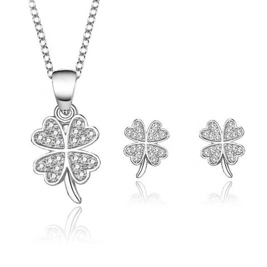 Conjunto de trébol de cuatro hojas en plata de ley 925 - Aurora Boré