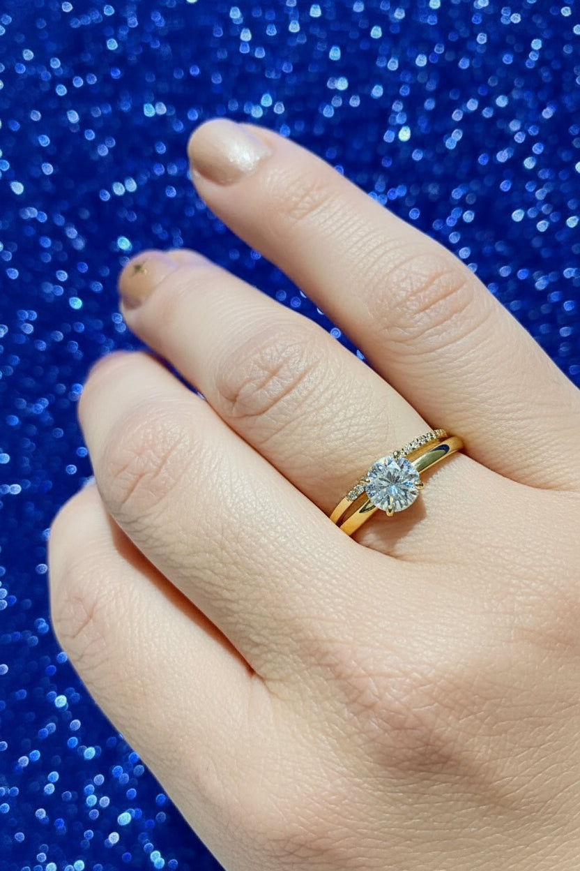 💛 Dúo “Compromiso Dorado” – Plata 925 con Baño de Oro 14K y Zirconia Cúbica