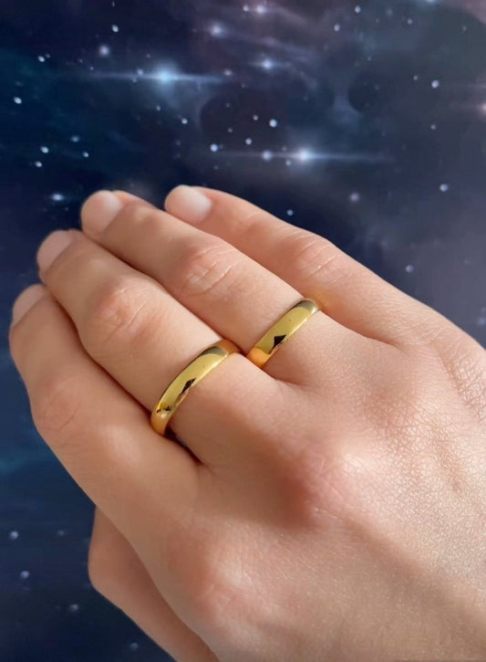 Dúo de Alianzas, Argollas de Boda en Plata de Ley 925 con Baño de Oro - Aurora Boré