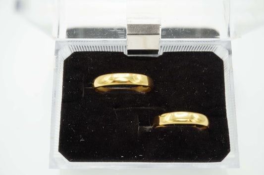 Dúo de Alianzas, Argollas de Boda en Plata de Ley 925 con Baño de Oro