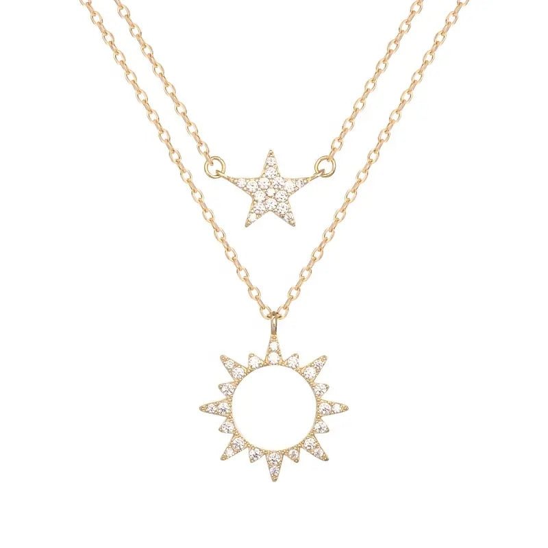 Estrella y Sol, cadena de plata 925 con baño de oro 18K - Aurora Boré