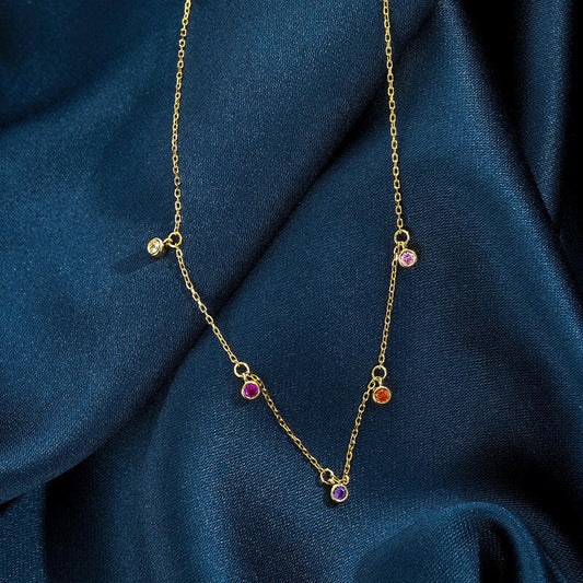 Gargantilla con Zirconias de Colores Plata 925 con Baño de Oro 18K - Aurora Boré