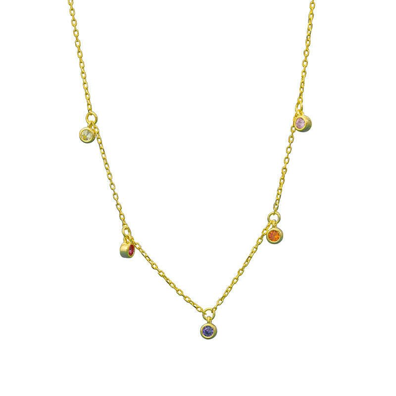 Gargantilla con Zirconias de Colores Plata 925 con Baño de Oro 18K - Aurora Boré