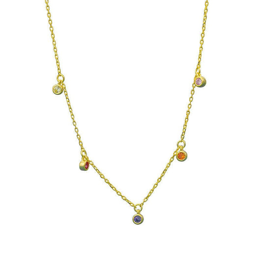 Gargantilla con Zirconias de Colores Plata 925 con Baño de Oro 18K - Aurora Boré