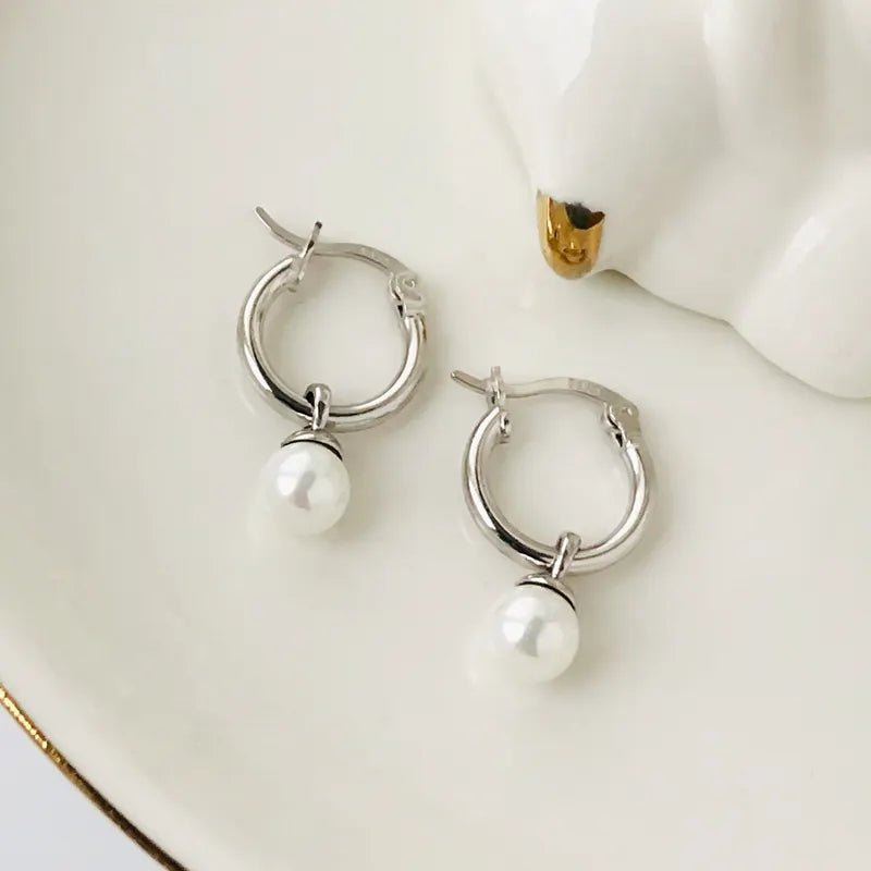 Hermosas argollas, aretes de perlas y plata de 925 - Aurora Boré