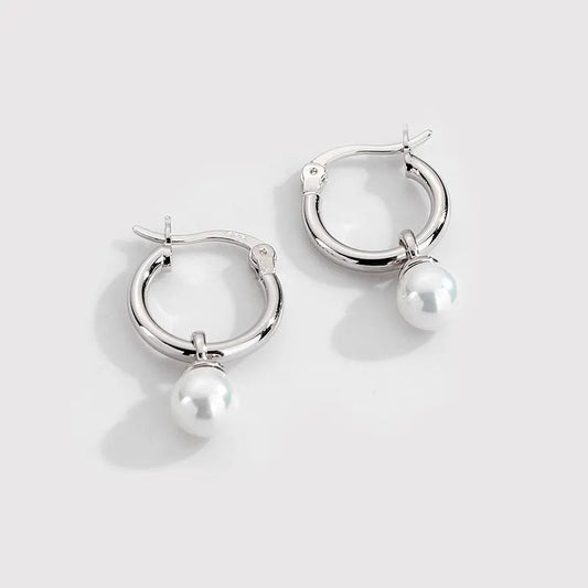 Hermosas argollas, aretes de perlas y plata de 925 - Aurora Boré