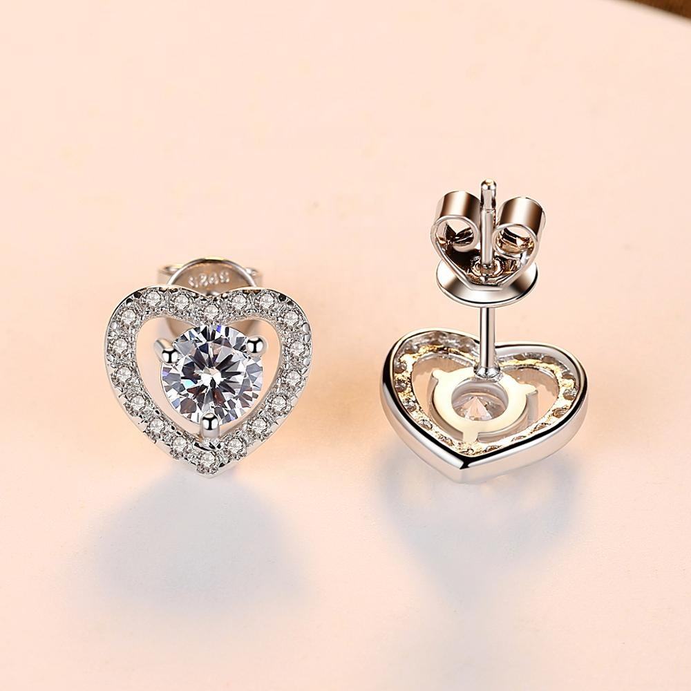 Hermosos aretes en forma de corazón en plata 925 con baño de rodio - Aurora Boré