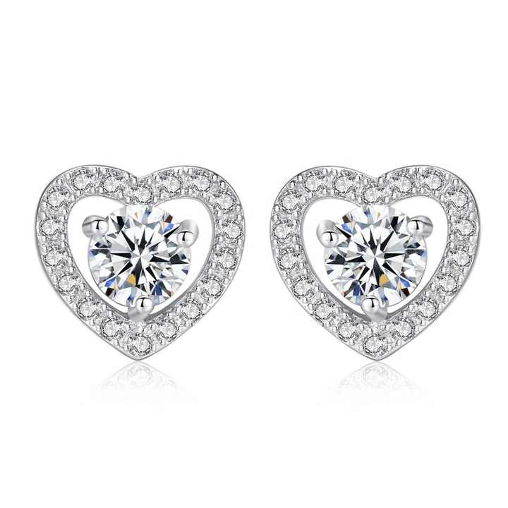 Hermosos aretes en forma de corazón en plata 925 con baño de rodio - Aurora Boré