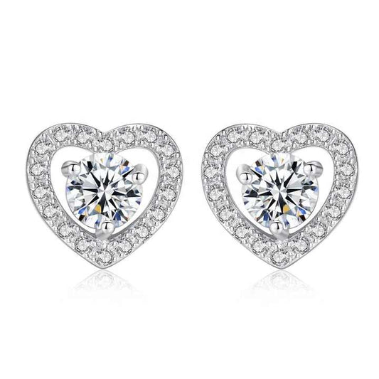 Hermosos aretes en forma de corazón en plata 925 con baño de rodio - Aurora Boré