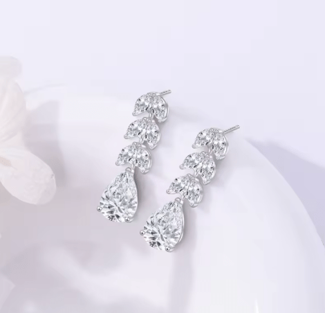 Hermosos pendientes en corte de pera brillante en plata 925 - Aurora Boré