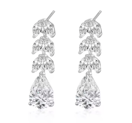 Hermosos pendientes en corte de pera brillante en plata 925 - Aurora Boré
