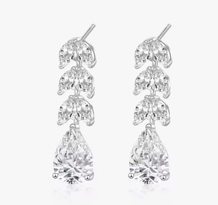 Hermosos pendientes en corte de pera brillante en plata 925 - Aurora Boré