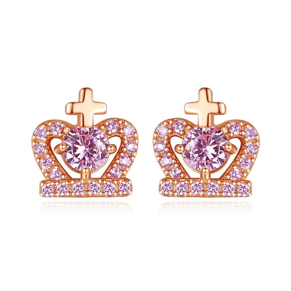 Pendientes estilo corona, en Plata 925 con baño de Oro Rosa - Aurora Boré