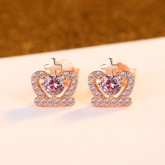 Pendientes estilo corona, en Plata 925 con baño de Oro Rosa - Aurora Boré
